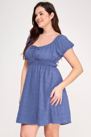 Plus Size Babydoll Bubble Check Dress