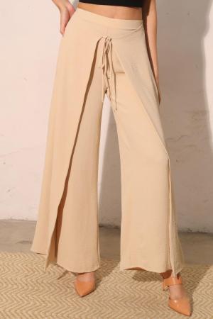 Matte Crepe Overlap Pants