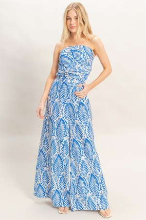 Strapless Top & Pant Print Set