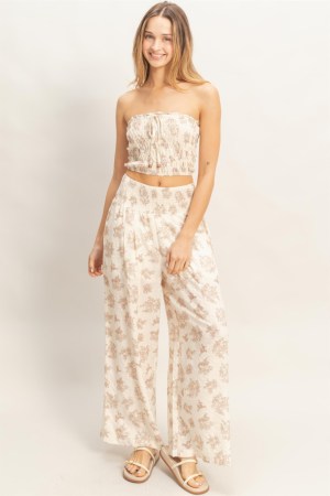 Smocked Tube Top & Wide-leg Pants Set